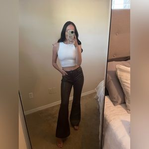 Hollister Faux Leather Brown Flare Pants